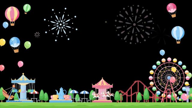 かわいい遊園地の動くフレーム_アニメーション_ループ動画