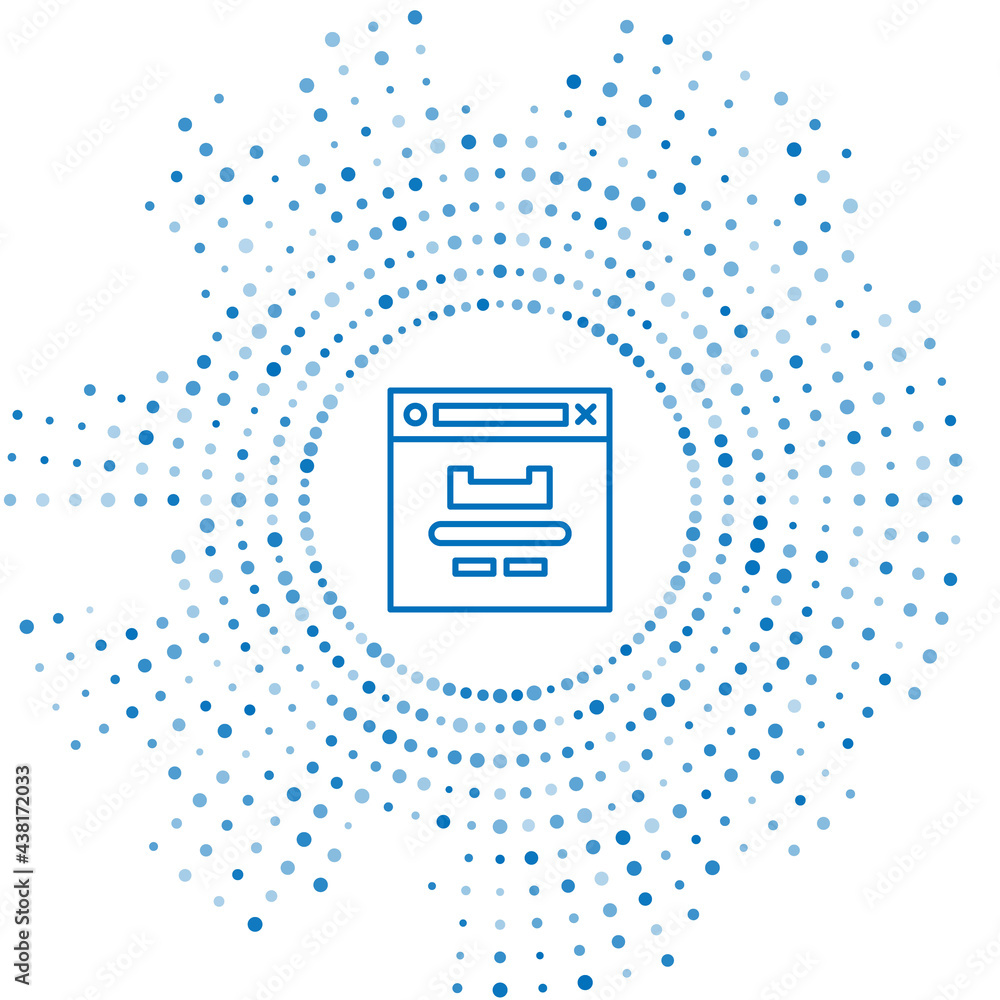 Poster blue line browser window icon isolated on white background. abstract circle random dots. vector illu