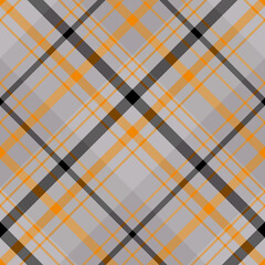 Seamless pattern in gray, orange and black colors for plaid, fabric, textile, clothes, tablecloth and other things. Vector image. 2