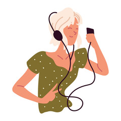 funny woman with earphones