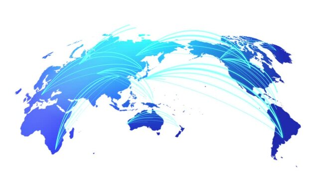 青色のデジタルネットワーク地球イメージ白背景