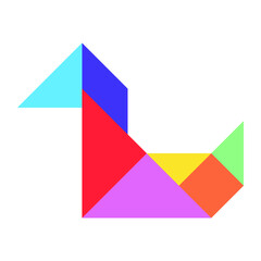 Obraz premium Color tangram puzzle in bird shape on white background