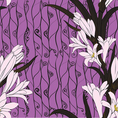 Tuberose - vector image of perfumery and cosmetic plants. Seamless pattern. Use printed materials, fabric prints, posters, postcards, packaging.