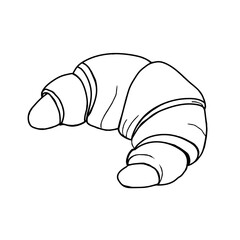 Croissant on a white background close-up.Vector confectionery can be used in menus, postcards.textiles.Doodle.