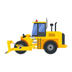 Illustration for construction machinery vehicle bulldozer.