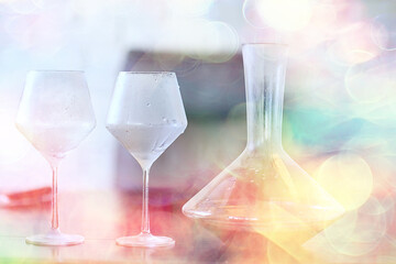 decanter and glasses, alcohol red wine table setting