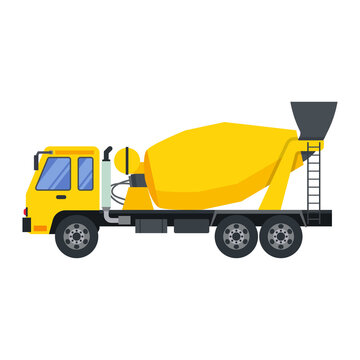 Illustration for construction machinery vehicle cement mixer.