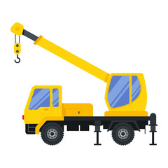 Illustration for construction machinery vehicle crane truck.