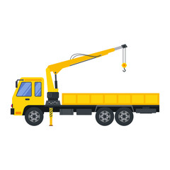 Illustration for construction machinery vehicle crane truck.