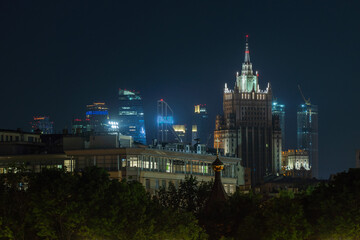 Fototapeta na wymiar Beautiful views of Moscow at night. Moscow City