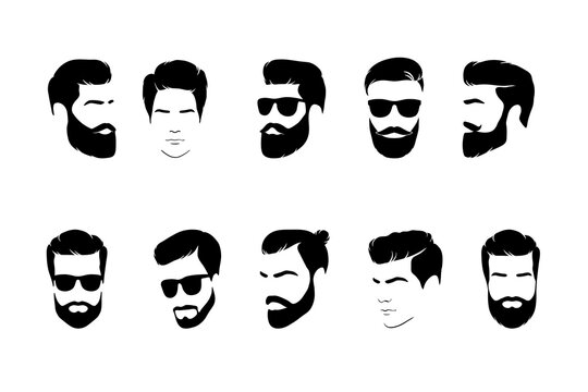 Set of man  hair icon for barbershop. Vector illustration