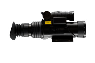  black optical scope for weapon isolated on white