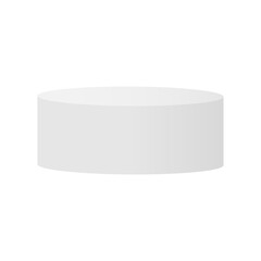 Round podium white icon. Empty 3d stage place. Pedestal circular symbol. Vector isolated on white