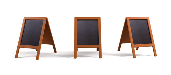 Menu chalk board copy space for text. Isolated on white background. 3D Illustration