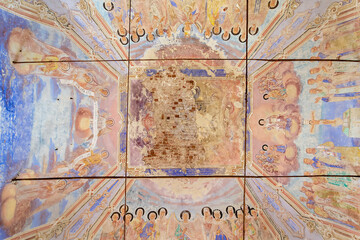 painting on the walls of the abandoned church