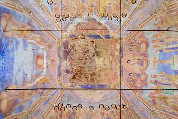 painting on the walls of the abandoned church