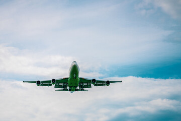 plane landing in the sky