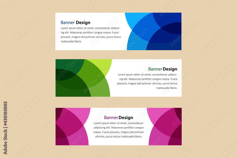 Poster set of modern design banners template with abstract quarter of circle shape element. white backgroun
