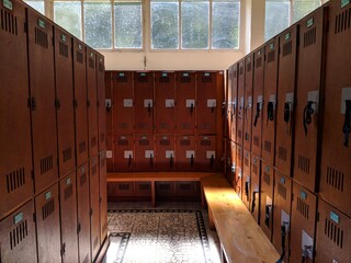 Locker room in a swimming pool