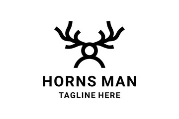 Double Meaning Logo Design Horns Man With Line Art Style