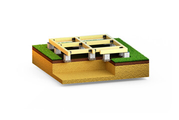 individual footing foundation. isolated computer generated industrial 3D rendering