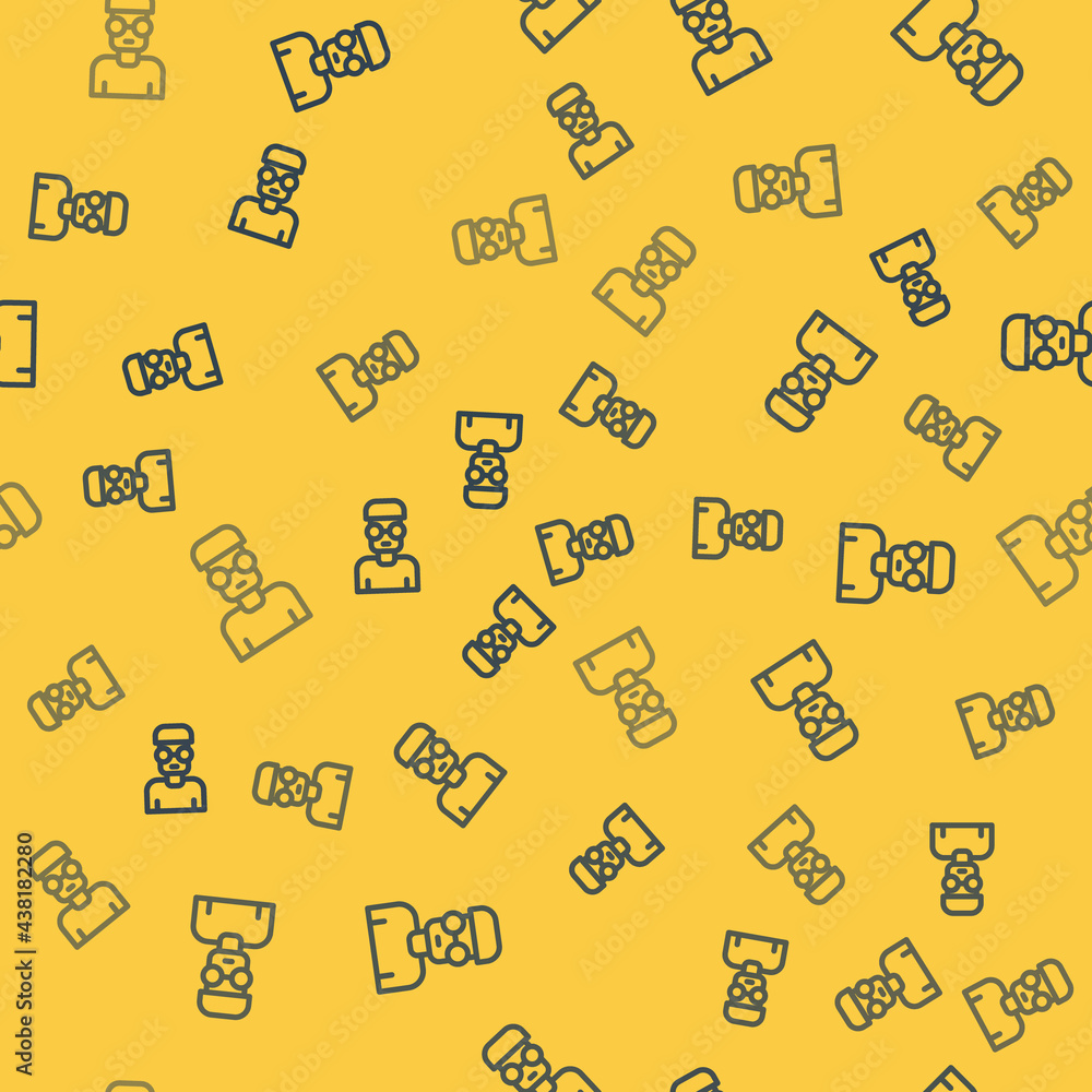 Poster blue line nerd geek icon isolated seamless pattern on yellow background. vector