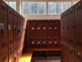Locker room in a swimming pool