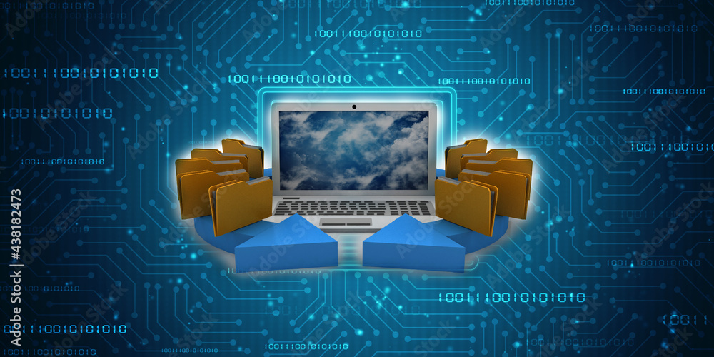 Poster 3d rendering computer folder network