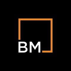 Letter BM Logo design with square frame line