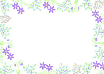 Obraz na płótnie Canvas frame of spring flowers and leaves