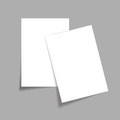 White blank paper sheet with shadow isolated on grey background.