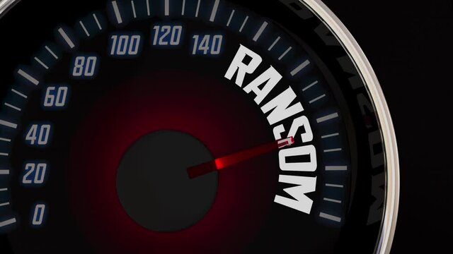 Ransom Threat Rising Speedometer Extortion Pay Demanded Money 3d Animation