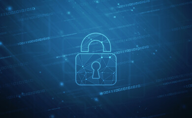 2d illustration Safety concept: Closed Padlock on digital background

