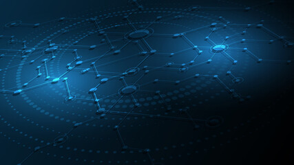 Obraz premium Abstract background connecting innovation dots and line communication concept