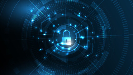Padlock Security cyber digital concept Abstract technology background protect system innovation vector illustration