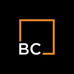 Letter BC Logo design with square frame line