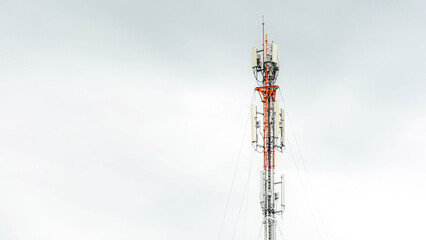 5g cell phone towers on a white cloud background
