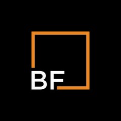 Letter BF Logo design with square frame line