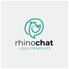 Bubble Talk Chat with Rhino for Social Media Message Icon Mobile Apps logo design