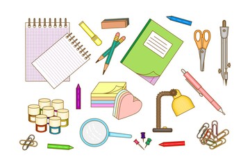 A set of stationery and school supplies.