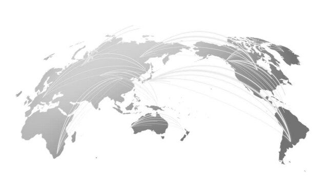 グレーのデジタルネットワーク地球イメージ白背景