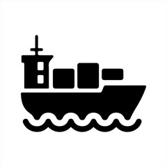 Cruise ship icon, black. Vector and glyph