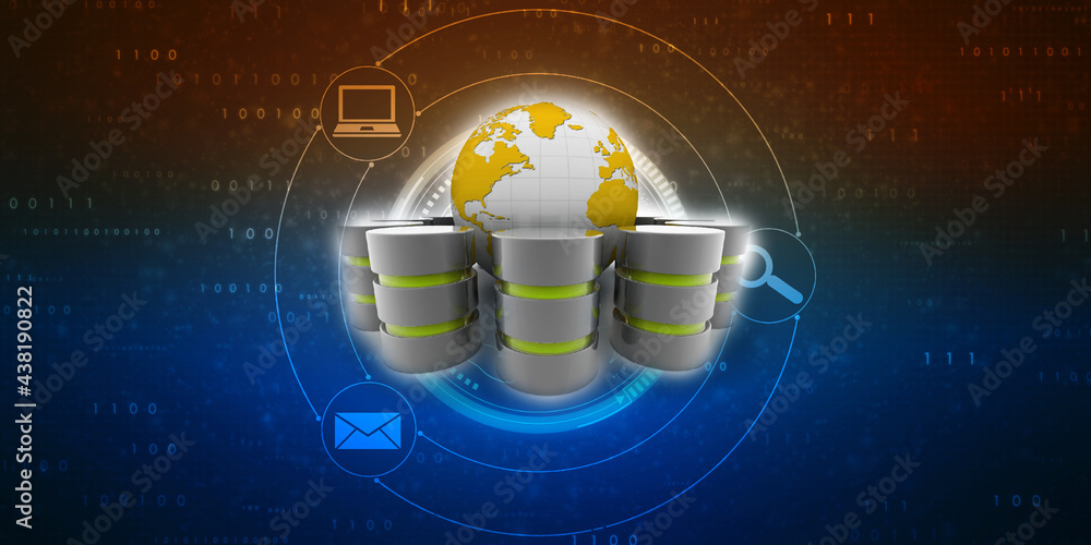 Poster 3d rendering database storage data base