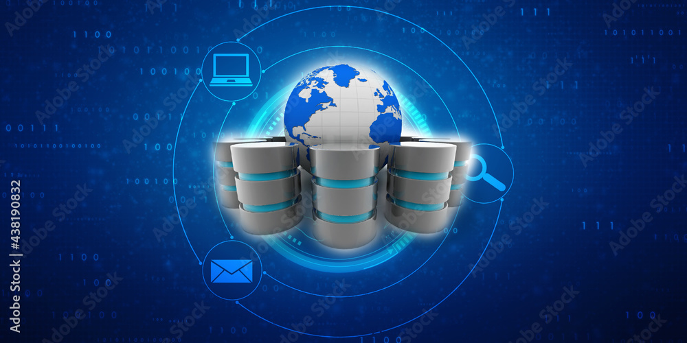 Poster 3d rendering database storage data base