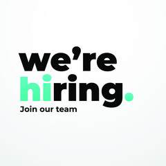 we are hiring modern, creative banner, design concept, social media template, marketing, advertising and communication concept  with dark text on awhite background 