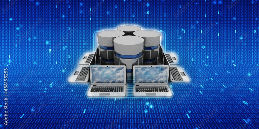 Poster 3d rendering technology computer network