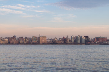 Tribeca New York City Skyline along the Hudson River during a Colorful Sunset