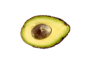 Avocado slice with seed on white backround