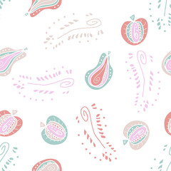 Hand drawn vector abstract blossom seamless pattern for decor and design. Perfect for scrapbooking, textile and prints. 
