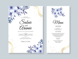 Elegant wedding invitation set template with watercolor floral